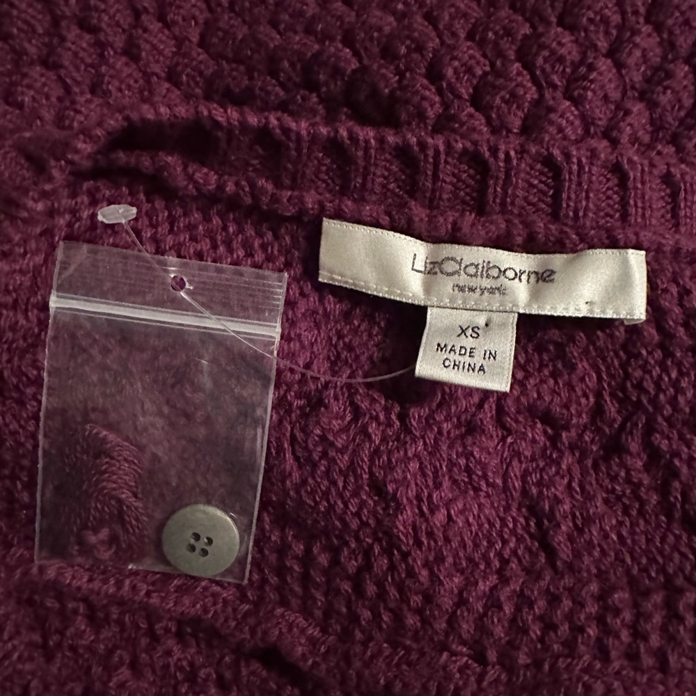 Liz Claiborne Purple Cable Knit Sweater - Picture 3 of 5